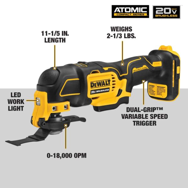 ATOMIC 20V MAX* Oscillating Tool, Cordless, Oscillating, Tool only (DCS354B) - Image 7
