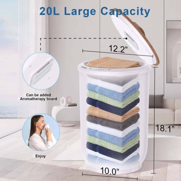 FLYHIT Luxury Towel Warmers for Bathroom   Wooden Lid, Large Towel Warmer Bucket - Image 2
