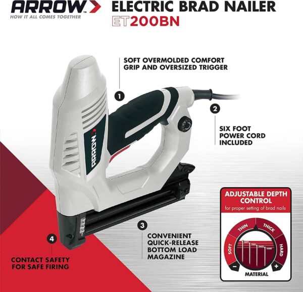 Arrow Heavy Duty Electric Brad Nailer, Professional Nail Gun - Image 2