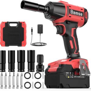 Bamse Impact Wrench Cordless, Brushless Power Impact Gun 21V, 1/2 , 4.0Ah Battery