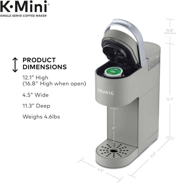 K-Mini Single Serve Coffee Maker, Studio Gray, 6 to 12 oz. Brew Sizes - Image 4