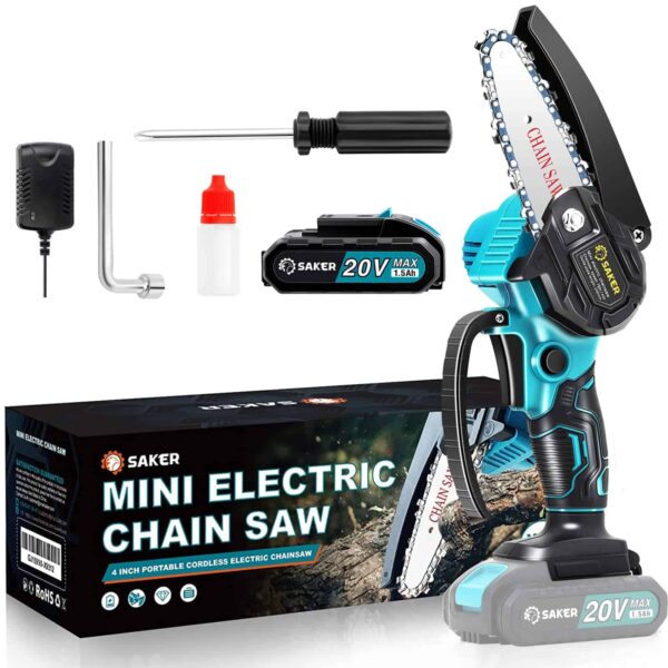 Saker Mini Chainsaw, Portable Electric Chainsaw Cordless, Handheld Chain Saw Pruning Shears Chainsaw
