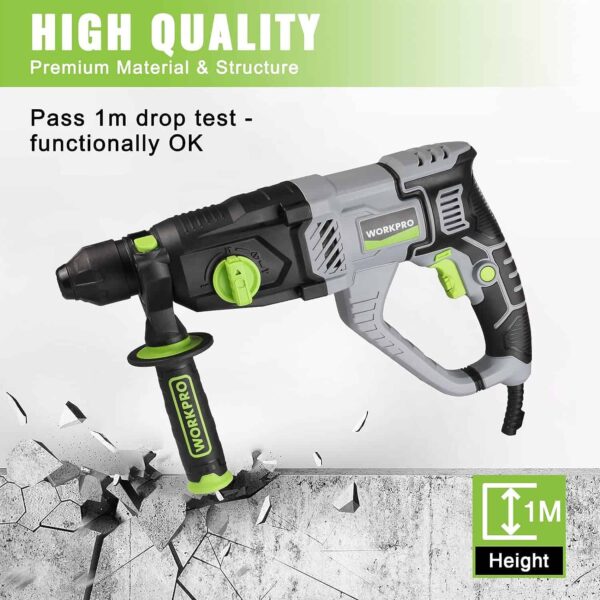 WORKPRO Premium 1-1/4 Inch SDS-Plus Rotary Hammer Drill, 7.5AMP - Image 3