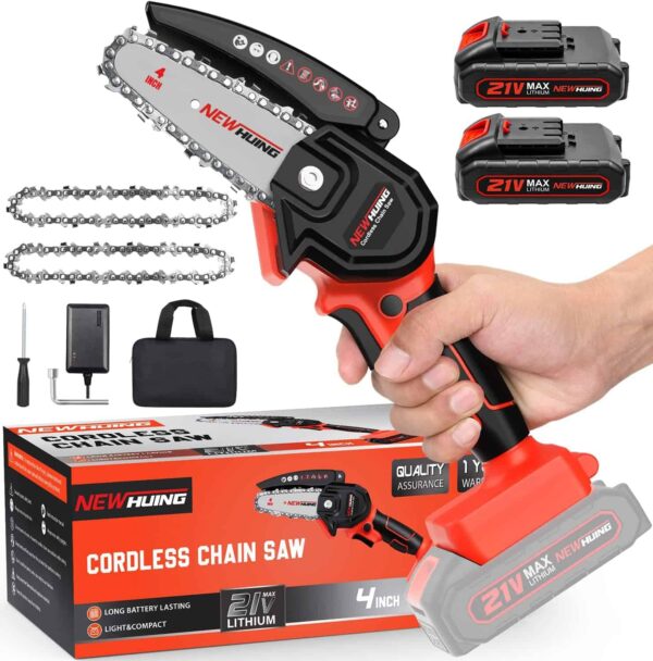 Mini Cordless Chainsaw Kit, Upgraded 4  One-Hand Handheld Electric Portable Chainsaw