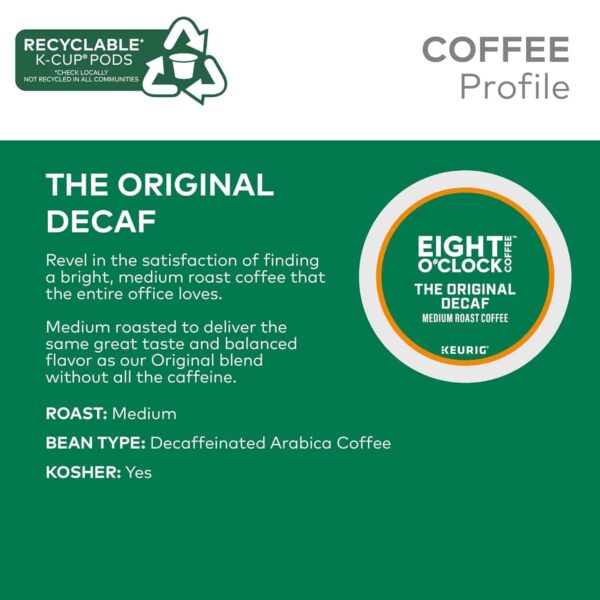 Eight O Clock Coffee The Original Decaf, Single-Serve  K-Cup Pods, Medium Roast Coffee Pods, 24 Count (Pack of 4), Total 96 Count - Image 3