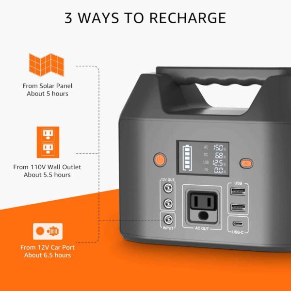 EnginStar Portable Power Station 150W 155Wh Solar Generator 110V 42000mAh Portable Power Bank w/AC Outlet - Image 4