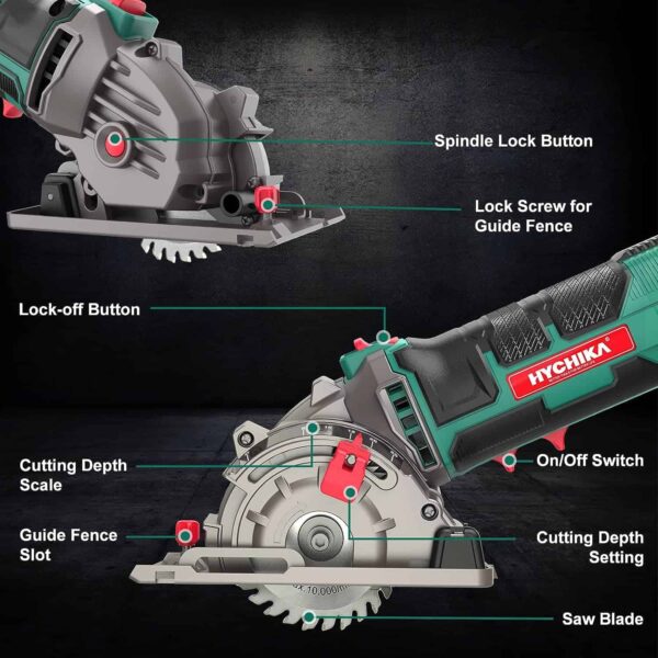 HYCHIKA Compact Circular Saw Tile Saw with 3 Saw Blades 4A Pure Copper Moto - Image 2