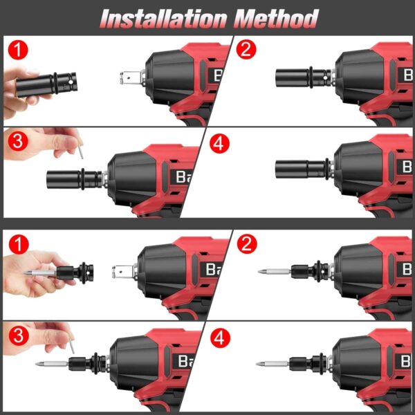 Bamse Impact Wrench Cordless, Brushless Power Impact Gun 21V, 1/2 , 4.0Ah Battery - Image 6