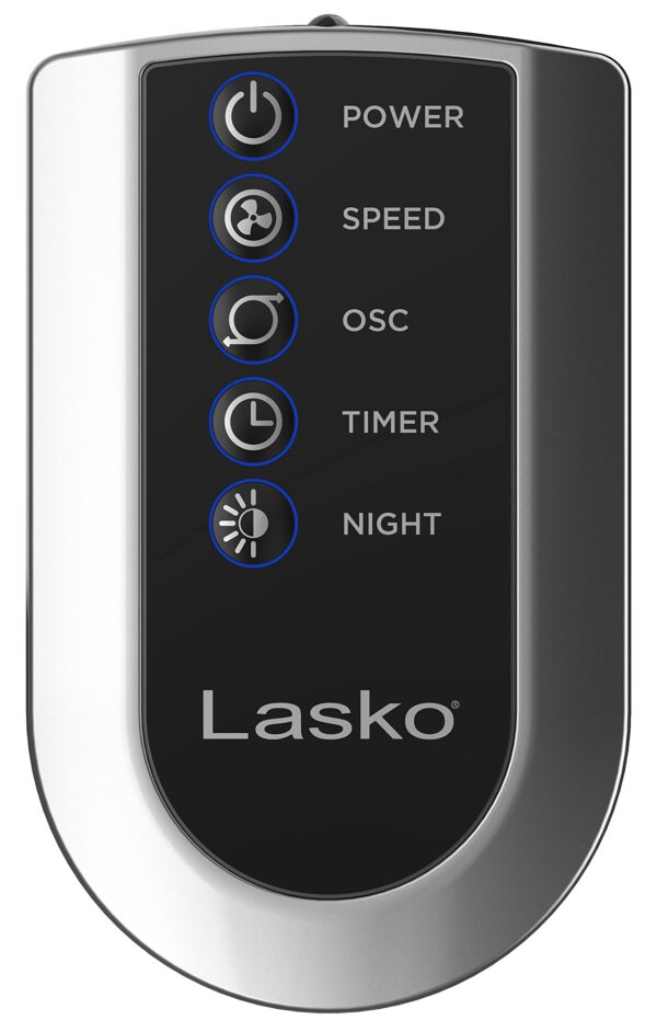 T42954 Oscillating Tower Fan, Nighttime Setting, Remote Control, 3 Quiet Speeds, 42.5 , Silverwood, woodgrain and grey - Image 3