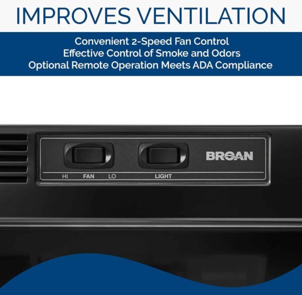 Broan-NuTone 413023 Ductless Range Hood Insert with Light, Exhaust Fan for Under Cabinet, 30-Inch, Black - Image 3