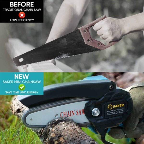 Saker Mini Chainsaw, Portable Electric Chainsaw Cordless, Handheld Chain Saw Pruning Shears Chainsaw - Image 6
