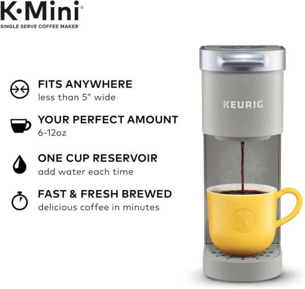 K-Mini Single Serve Coffee Maker, Studio Gray, 6 to 12 oz. Brew Sizes - Image 2