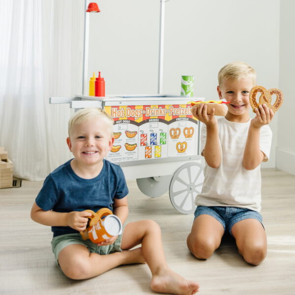 Melissa   Doug Wooden Snacks and Sweets Food Cart   40+ Play Food pcs, Reversible Awning - Image 6