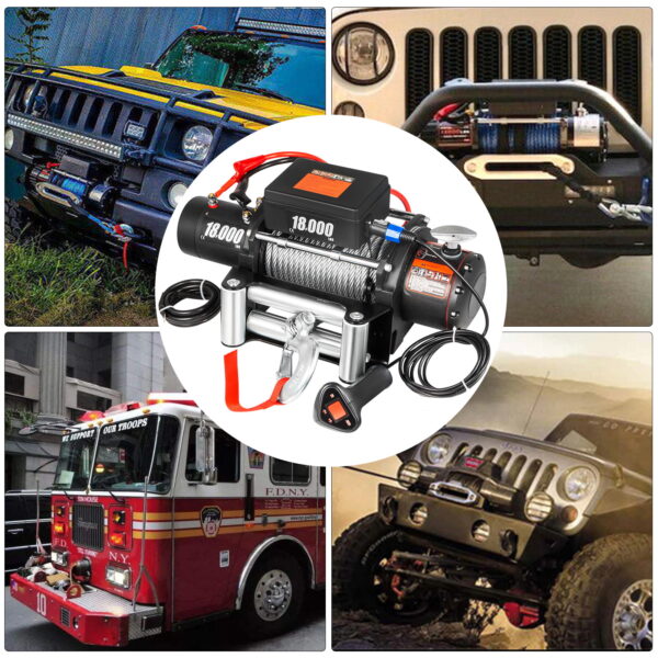 18000LBS Electric Winch 12V Steel Cable Off-road ATV UTV Truck Towing Trailer - Image 8
