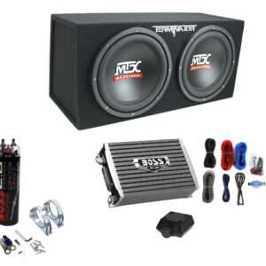 12 1200W Dual Loaded Subwoofer Box + 1500W Amplifier + Capacitor