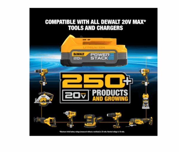 DCF840E1 20V 1/4 in IMPACT DRIVER WITH POWERSTACK BATTERY - Image 9