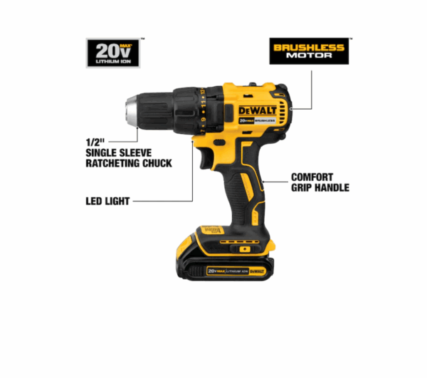 Drill DCD777C2 20-volt Max 1/2-in Brushless Cordless (2-Batteries Included and Charger Included) - Image 9