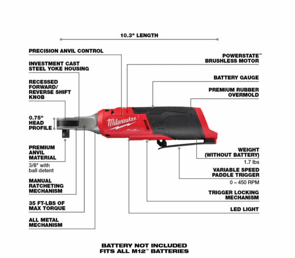 2554-20-2564-20-2567-20 M12  12V Li-Ion Brushless Cordless  3/8 in. Impact Wrench w/Right Angle Impact Wrench   High Speed Ratchet - Image 9
