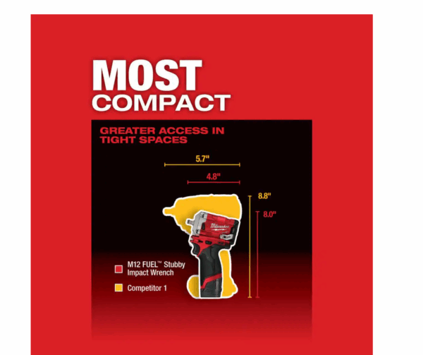 2551-22-2554-20 M12 FUEL SURGE 12V Lithium-Ion Brushless Cordless 1/4 in. Hex Impact Driver Compact Kit   M12 FUEL 3/8 in. Impact Wrench - Image 9