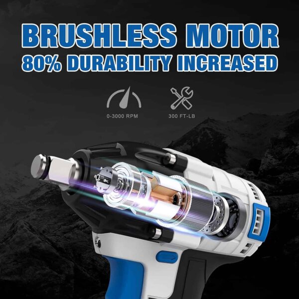 NINOUKO Cordless Impact Wrench 1/2 inch, 20V Electric Impact Gun - Image 3
