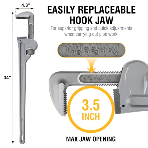 Olympia Tools Aluminum Pipe Wrench 01-636, 36 Inches, Gray - Image 10
