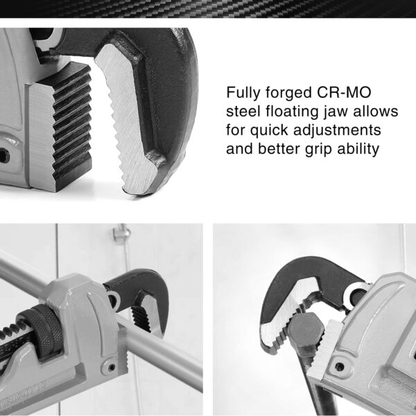 DURATECH 3-Piece Heavy Duty Aluminum Straight Pipe Wrench Set - Image 6