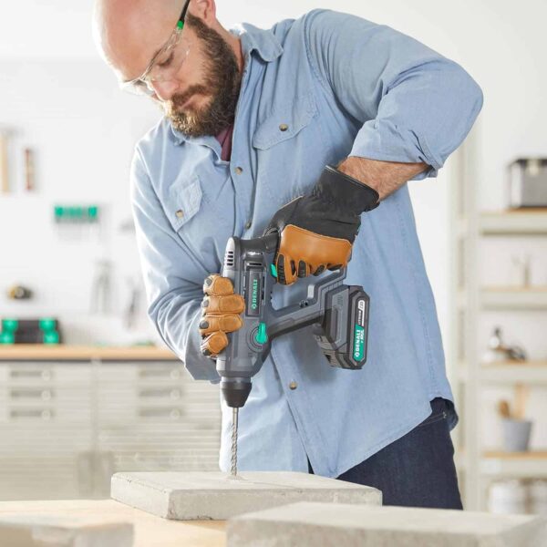Denali by  20V Cordless Rotary Hammer Kit with 2.0Ah Lithium Battery and 2.4A Charger, Blue - Image 6