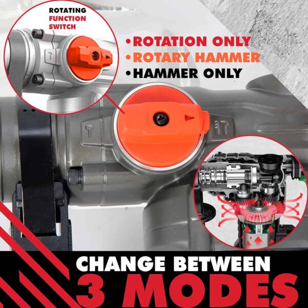 PTS Corded Rotary Hammer Drill 1”26mm 10Amp 110V Combination Rotary Hammer - Image 2
