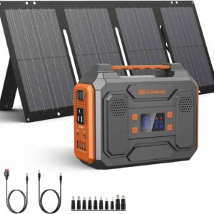ZeroKor Portable Solar Generator, 300W Portable Power Station with Foldable 60W Solar Panel