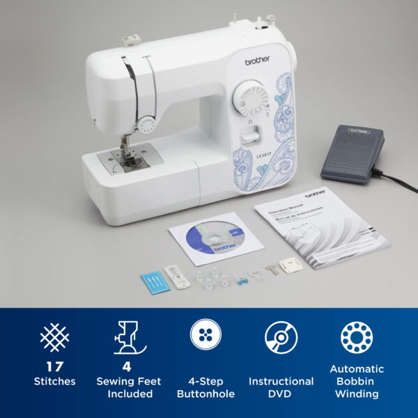 Brother LX3817 17-Stitch Portable Full-Size Sewing hine, White - Image 4