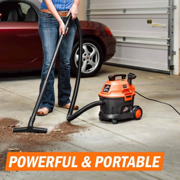 Armor All AA255W 2.5 Gallon 2 Peak HP Utility Wet/Dry Car and Shop Vacuum, 2.5-Gallon, Orange - Image 4