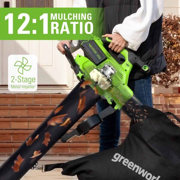 40V Cordless Brushless Leaf Blower / Vacuum, 5.0Ah Battery and Charger Included - Image 5