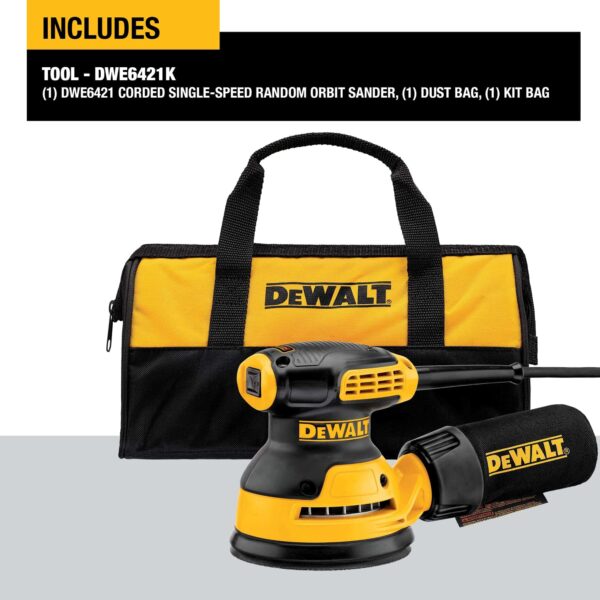 DWE6421K Orbital Sander Kit, 5 inch, 3 amp, Corded, 12,000 OPM - Image 5