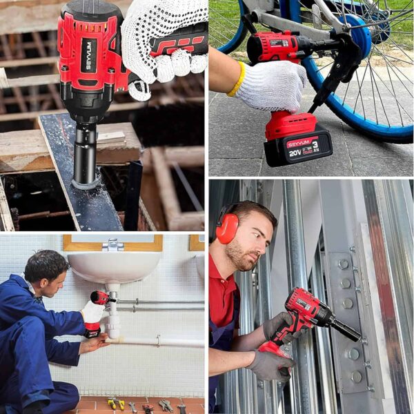 SEYVUM Impact Wrench,1/2  Impact Gun, Power Impact Driver Max Torque 320 Ft-lbs (430N.m) - Image 8