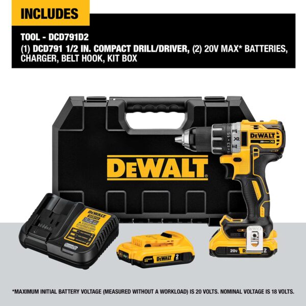 DCD791D2 XR 20-Volt 1/2-In Brushless Cordless Drill (2-Batteries Included And Charger Included) - Image 6