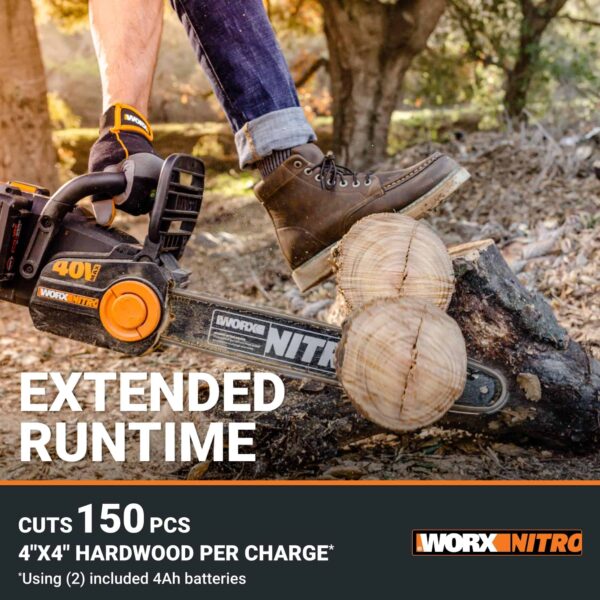 Nitro 40V 16  Cordless Chainsaw WG385 Power Share Battery Chainsaw 59 ft/s Chain Speed Dual Safety Protection - Image 8