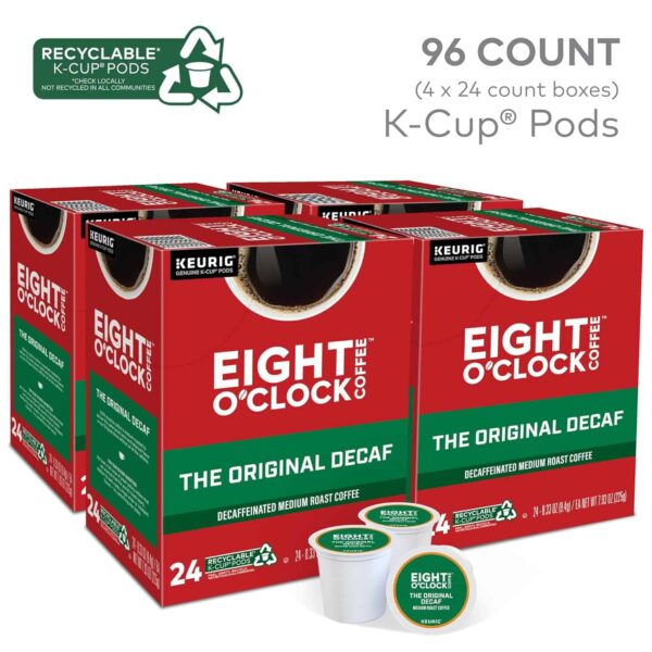 Eight O Clock Coffee The Original Decaf, Single-Serve  K-Cup Pods, Medium Roast Coffee Pods, 24 Count (Pack of 4), Total 96 Count - Image 2