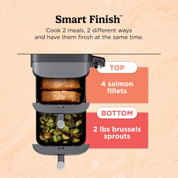 SL401 DoubleStack XL 2-Basket Air Fryer, DoubleStack Technology Cooks 4 Foods at Once, Compact Design, Grey - Image 10