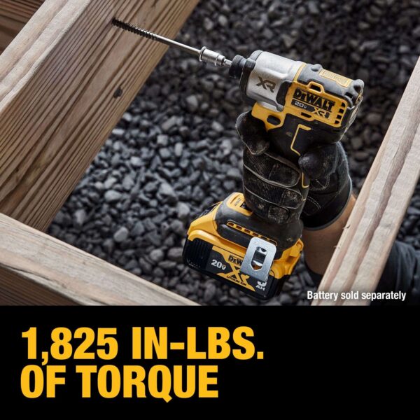 20V MAX XR Impact Driver, Brushless, 1/4 , 3-Speed, Bare Tool Only (DCF845B), Yellow, Black - Image 5