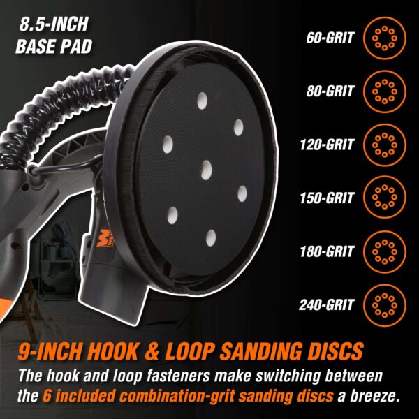 DW5062 Variable Speed 5-Amp Drywall Sander with 15-Foot Dust Hose , Black - Image 5