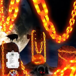 Halloween Decorations Battery String Lights   10 Ft 160 Led Plastic Chain String Lights With Waterproof, 8 Lighting Modes And Timer Function (Orange)