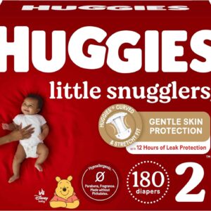 Huggies Size 2 Diapers, Little Snugglers Baby Diapers, Size 2 (12-18 lbs), 180 Count