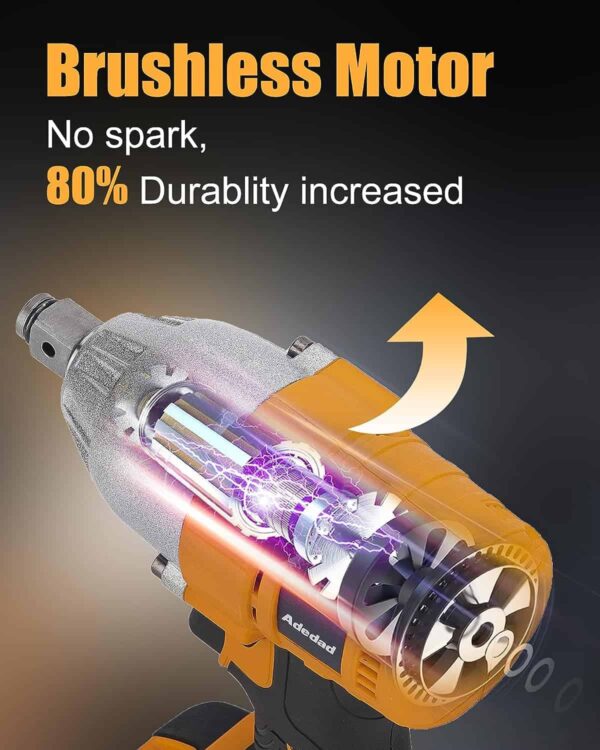 Adedad Cordless Impact Wrench 1/2 inch, 20V Brushless Impact Gun with Battery and Charger - Image 6