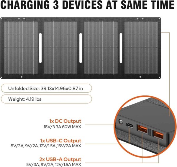 ZeroKor Portable Solar Generator, 300W Portable Power Station with Foldable 60W Solar Panel - Image 5