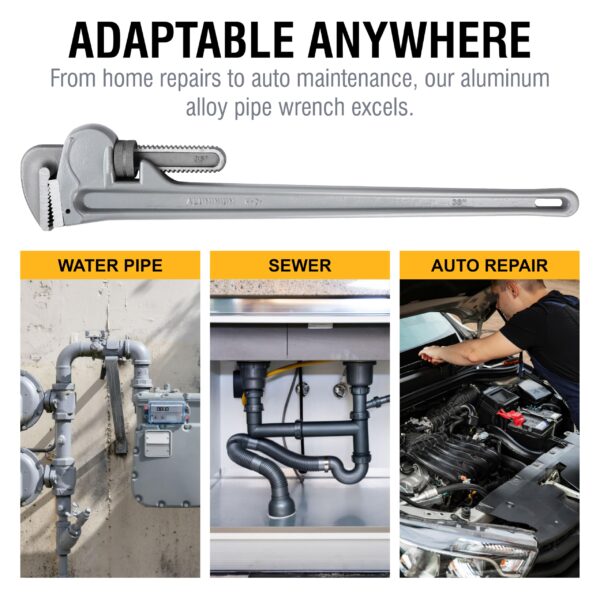 Olympia Tools Aluminum Pipe Wrench 01-636, 36 Inches, Gray - Image 5