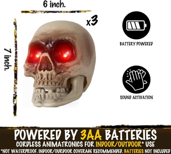 Halloween Animatronics Hanging Skull Heads Decorations   Animated Floating Skeleton With Sound Activated, Creepy Voice, Spooky Skull, Light Up Eyes, Scary Move Haunted Horror Prop For Indoor, Outdoor - Image 4