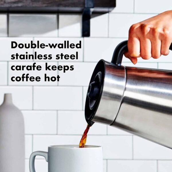 OXO Brew 9 Cup Stainless Steel Coffee Maker, Silver, Black - Image 4