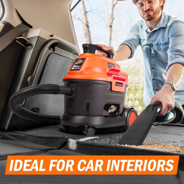 Armor All AA255W 2.5 Gallon 2 Peak HP Utility Wet/Dry Car and Shop Vacuum, 2.5-Gallon, Orange - Image 2
