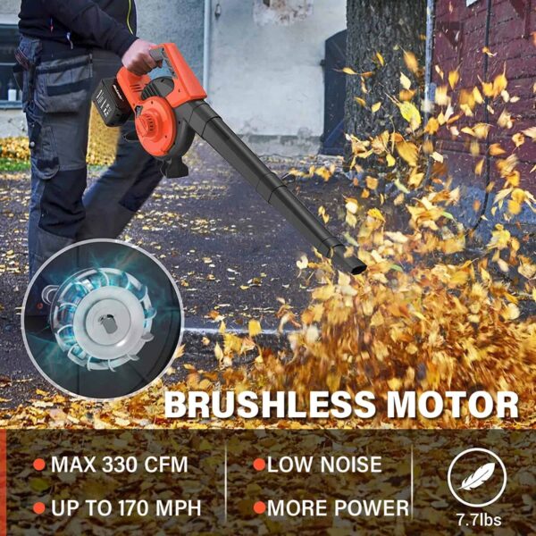 MAXLANDER 3 in 1 Cordless Leaf Blower   Vacuum with Bag, Brushless Battery Powered Leaf Vacuum Mulcher 40V 170MPH 360CFM 5 Speeds - Image 6