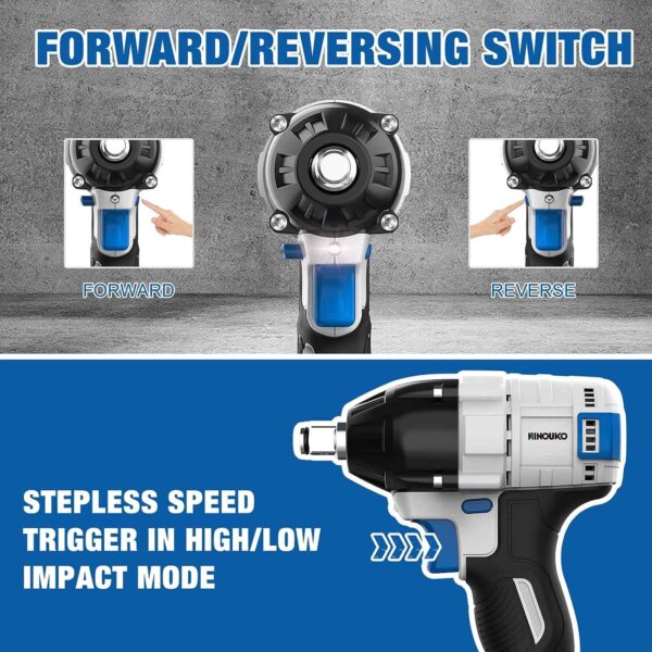 NINOUKO Cordless Impact Wrench 1/2 inch, 20V Electric Impact Gun - Image 4